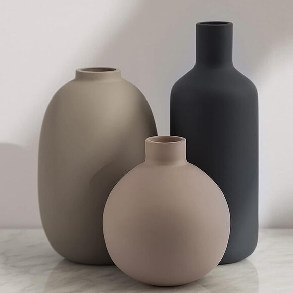Other - Versatile 3-Piece Ceramic Vases Set in Modern Farmhouse Style for Every Room